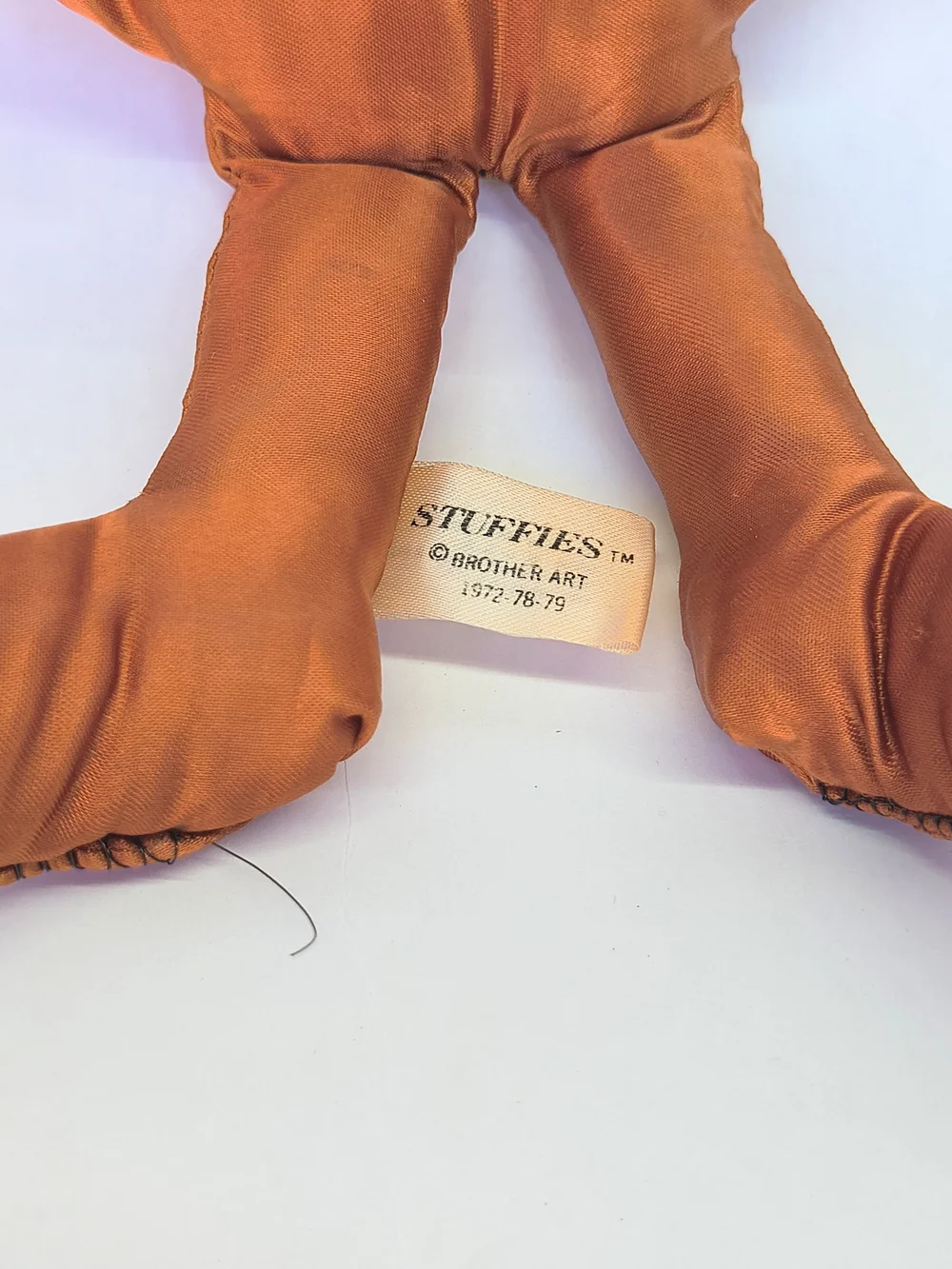 VINTAGE Stuffies Brother Art Orange Satin Monster Plush Wire Posable Toy 10